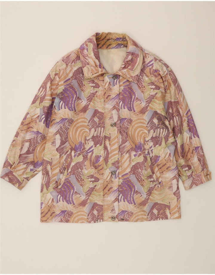 VINTAGE Womens Abstract Pattern Rain Jacket EU 42 Large Multicoloured Vintage Vintage and Second-Hand Vintage from Messina Hembry 
