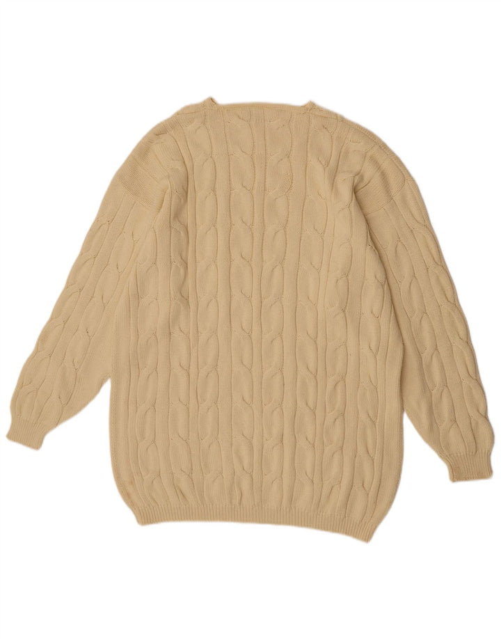 Vintage mænd med rund hals sweater stor gul bomuld