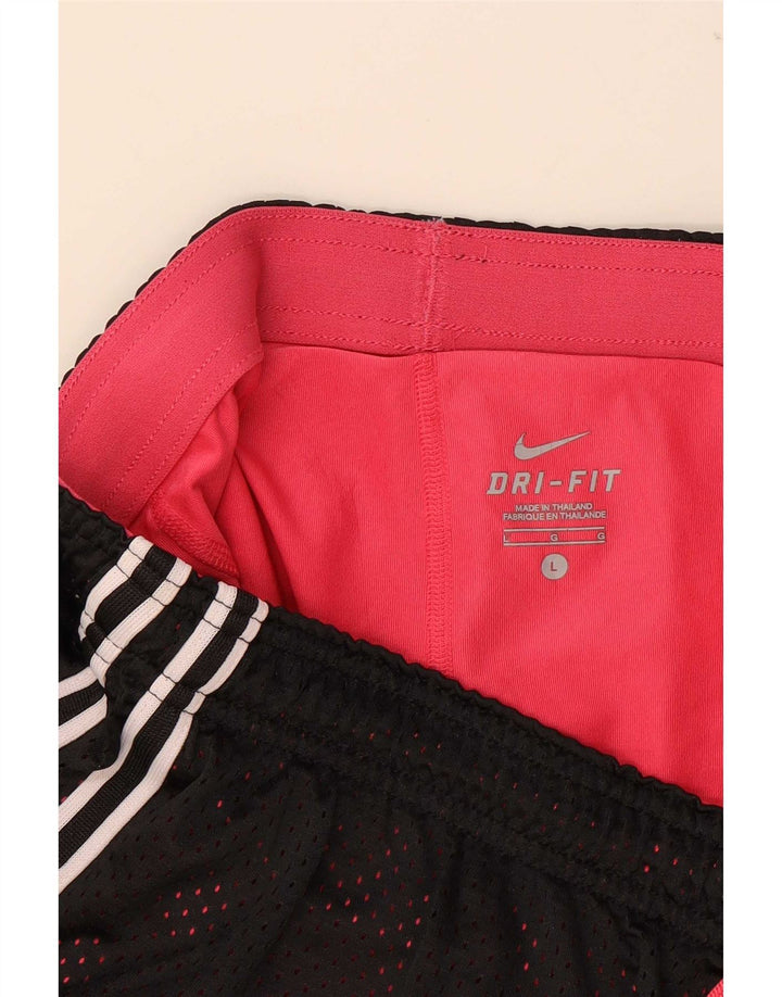 Nike Dame Dri Fit Sport Shorts UK 14 Large Black Polyester