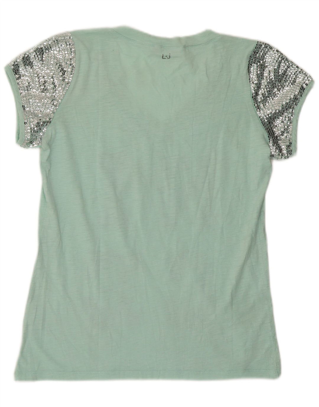 Liu Jo Dame Grafisk T-Shirt Top UK 12 Medium Grøn Moderne