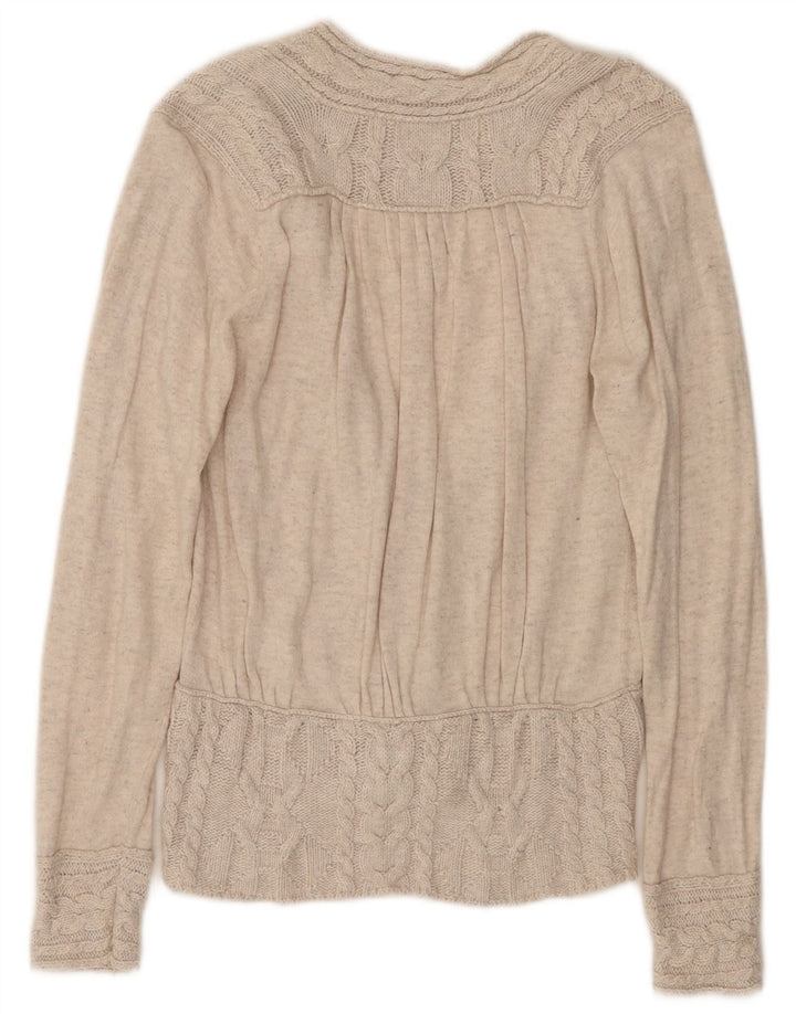 ZARA Cardigan sweater til kvinder UK 14 Stor beige bomuld