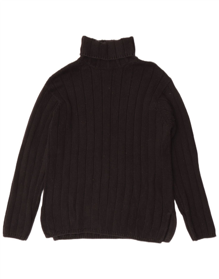 Gap Dame Roll Neck Jumper Sweater UK 14 Medium Sort Bomuld