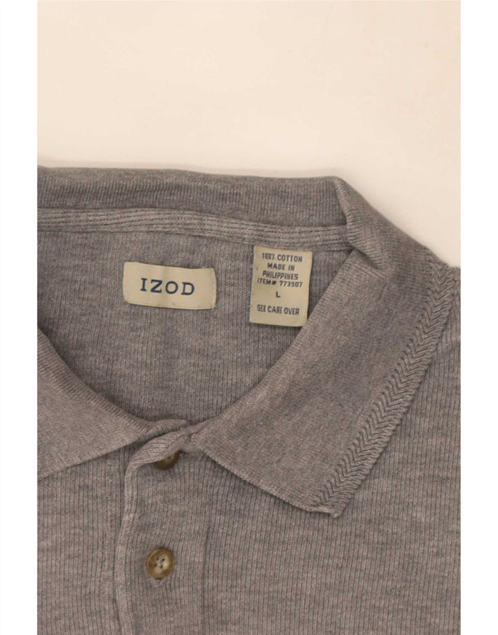 Izod Langærmet Polo Shirt til mænd Stor grå bomuld