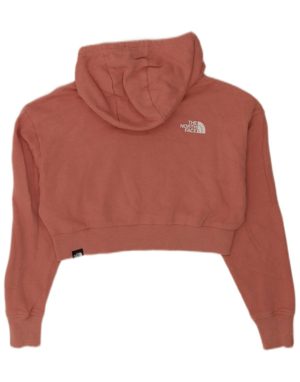The North Face Dame Loose Fit Crop Hoodie Jumper UK 6 XS Pink Bomuld