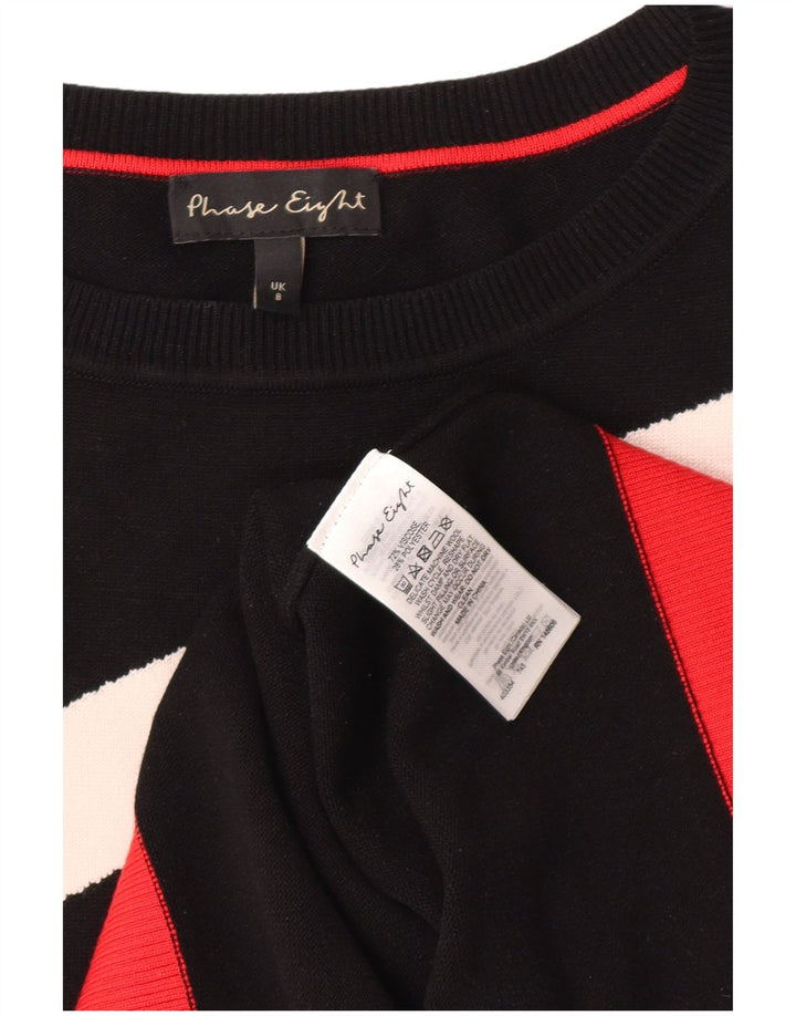 PHASE EIGHT Womens Boat Neck Jumper Sweater UK 8 Small  Black Striped