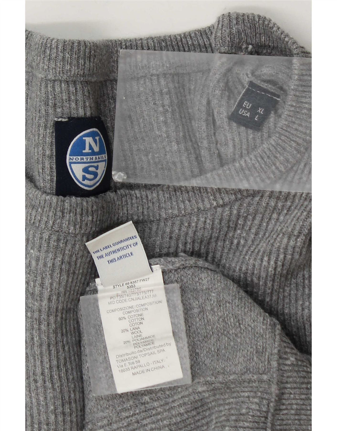 North Sails Herre Crew Neck Jumper Sweater XL Grå Bomuld