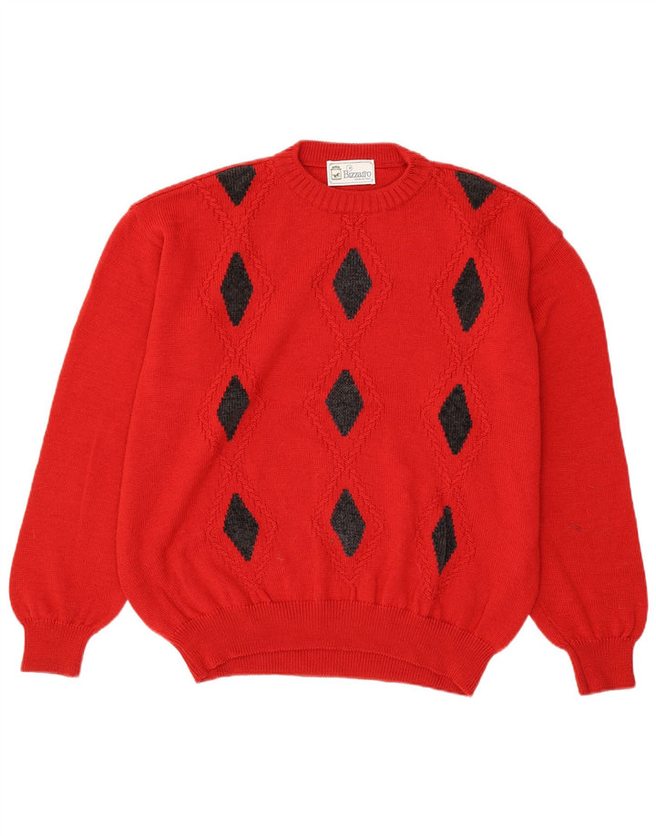 Bizzarro Herre Crew Neck Jumper Sweater IT 52 XL Rød Argyle/Diamond