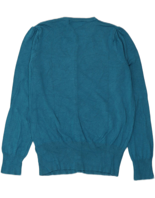 Marks & Spencer dame cardigan sweater UK 14 Medium turkis viskose