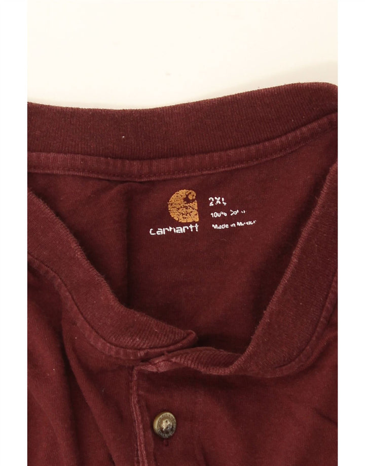 CARHARTT Herre Top Langærmet 2XL Bourgogne Bomuld