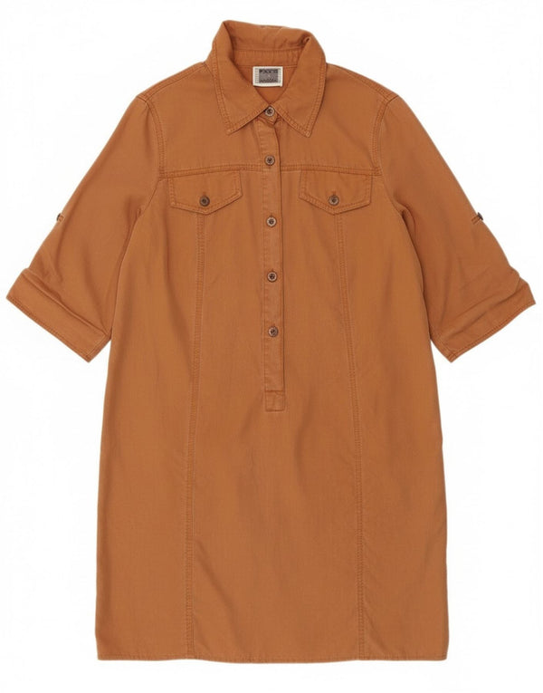 Perte by Krizia Dame 3/4-ærmet pullover skjortekjole UK 12 Medium Brown