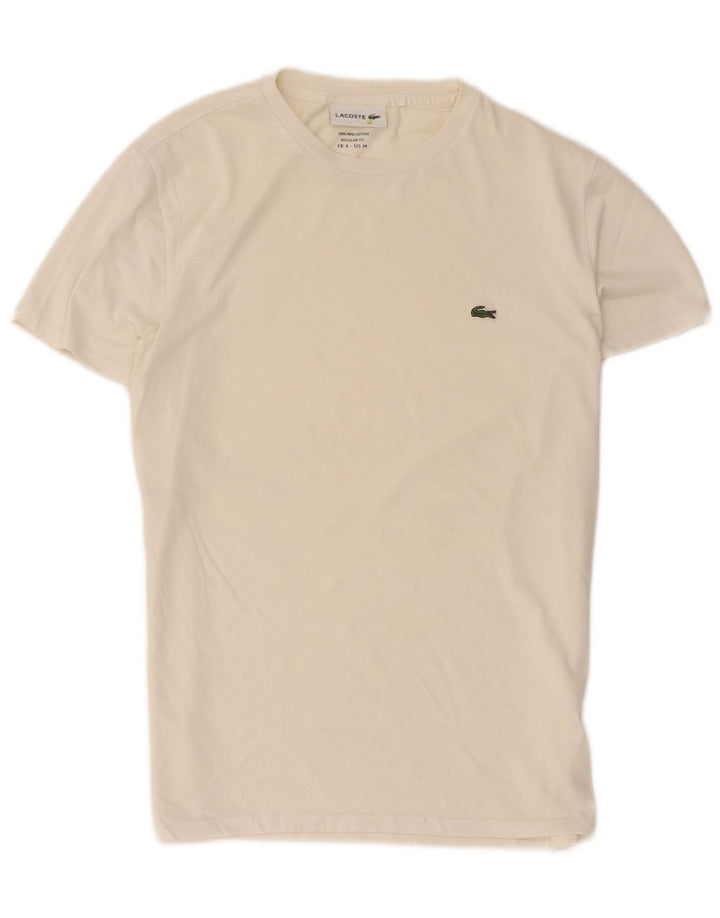 Lacoste Womens Regular Fit T-Shirt Top Størrelse 4 Medium Off White Bomuld