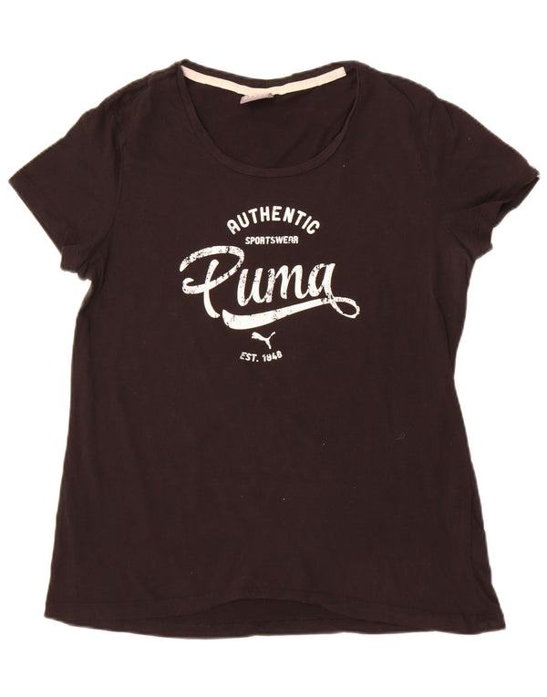 Puma Grafisk T-Shirt Top UK 16 Stor Sort Bomuld