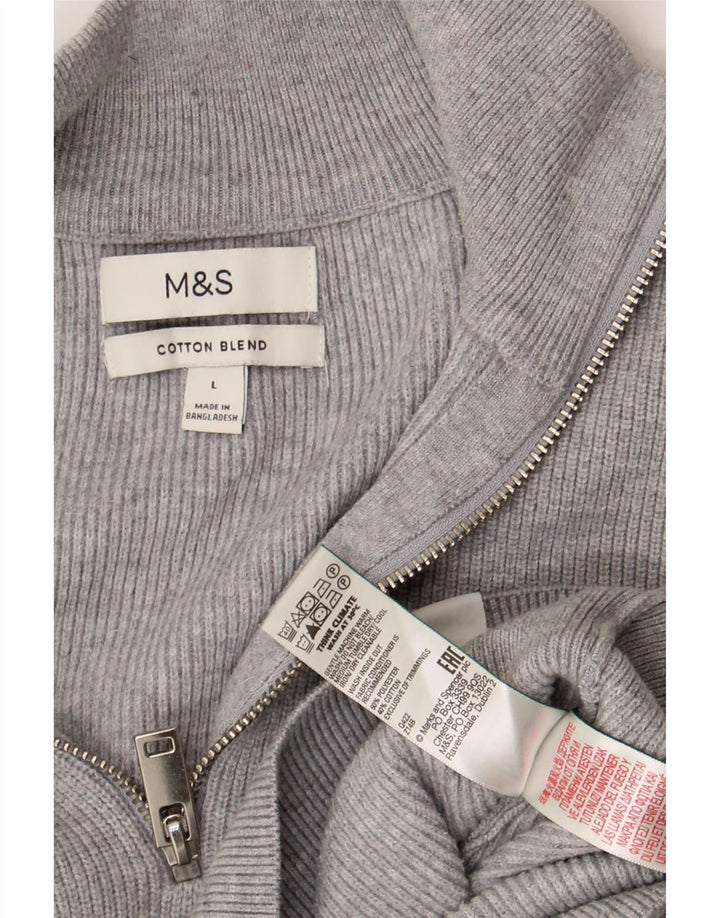 Marks & Spencer Dame sweater med lynlåshals DK 16 Stor grå bomuld