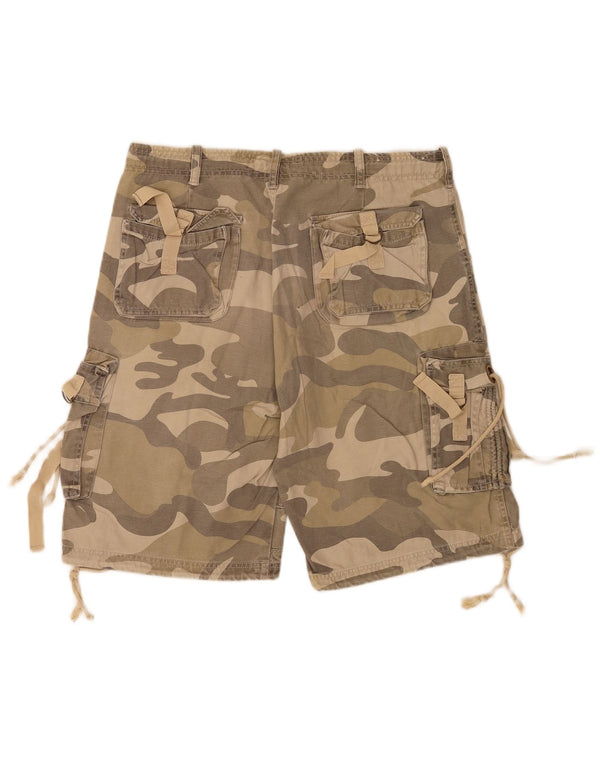 Vintage Herre Cargo Shorts IT 48 Medium W34 Grøn Camouflage Bomuld