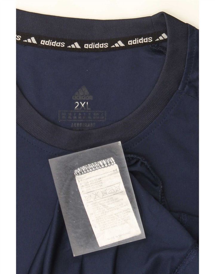 Adidas Herre Aeroready T-Shirt Top 2XL Navy Blue Polyester