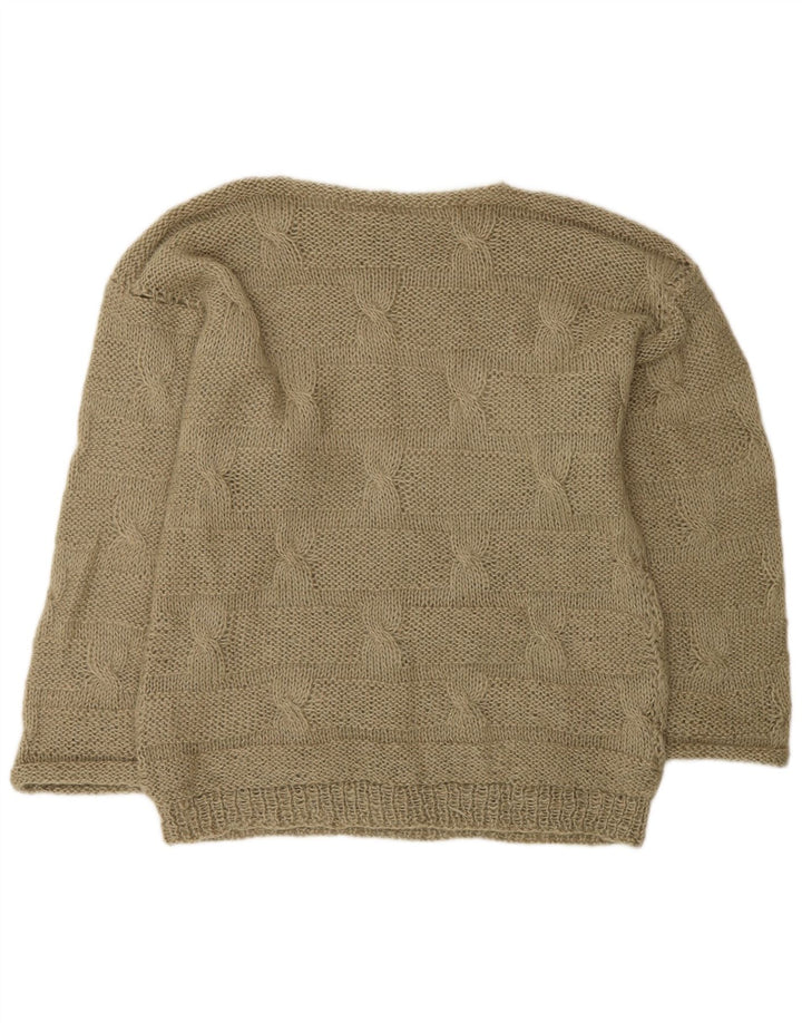 Vintage Herre Boat Neck Jumper Sweater Medium Khaki