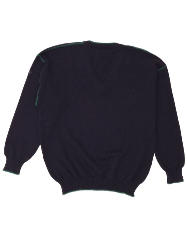 Marz Herre Regular Fit V-hals sweater EU 52 Large Navy Blue New Wool