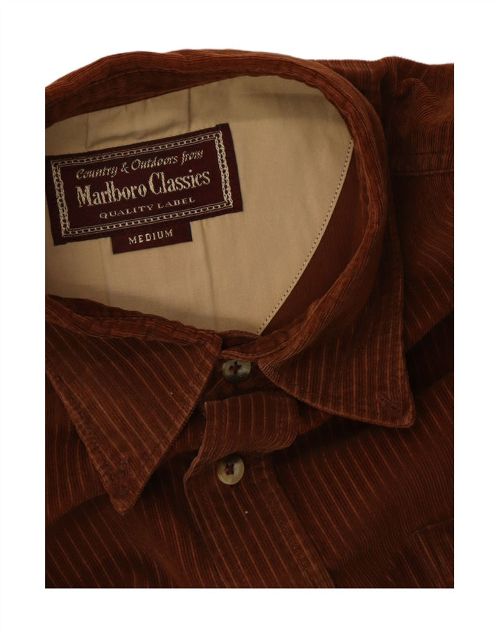 Marlboro Classics Herre fløjlsskjorte Medium Brown Nålestribet