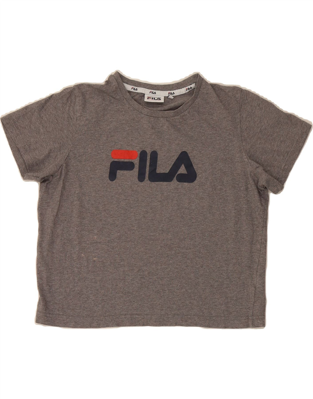 FILA Womens Crop Graphic T-Shirt Top UK 14 Medium Grey Cotton Vintage Fila and Second-Hand Fila from Messina Hembry 