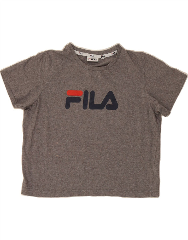 FILA Womens Crop Graphic T-Shirt Top UK 14 Medium Grey Cotton Vintage Fila and Second-Hand Fila from Messina Hembry 