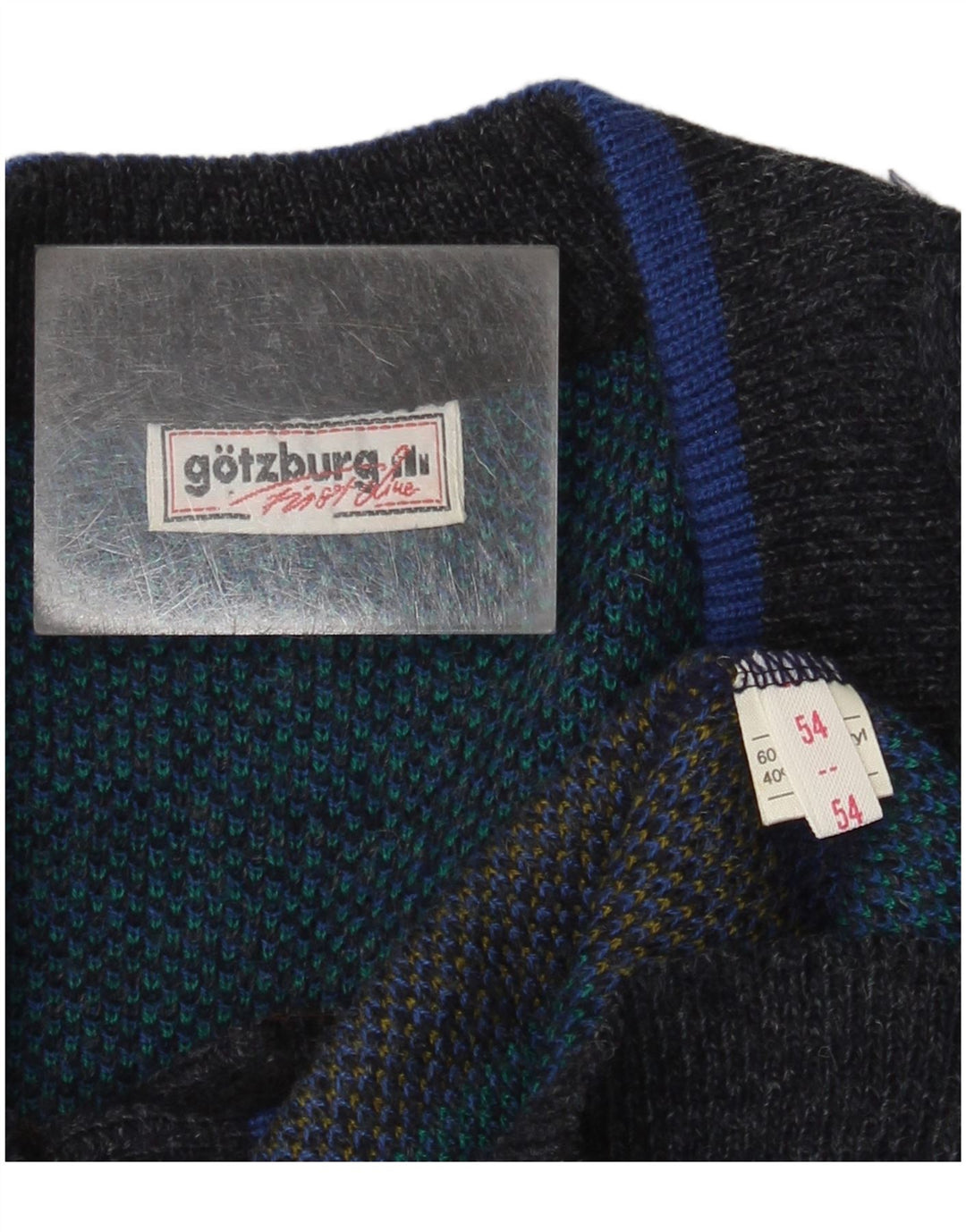 Gotzburg Herre abstrakt mønster cardigan sweater EU 54 XL Blå polyakryl
