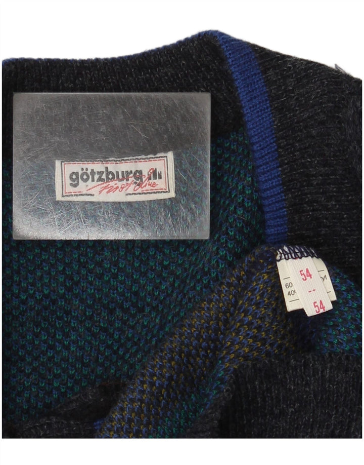 Gotzburg Herre abstrakt mønster cardigan sweater EU 54 XL Blå polyakryl