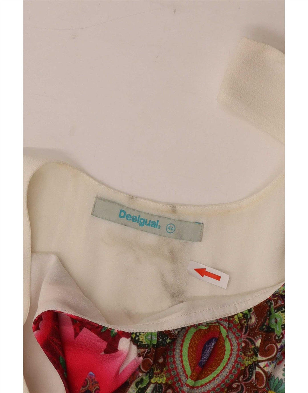 Desigual Dame Ærmeløs Tunika Top EU 44 XL Hvid Floral Polyester