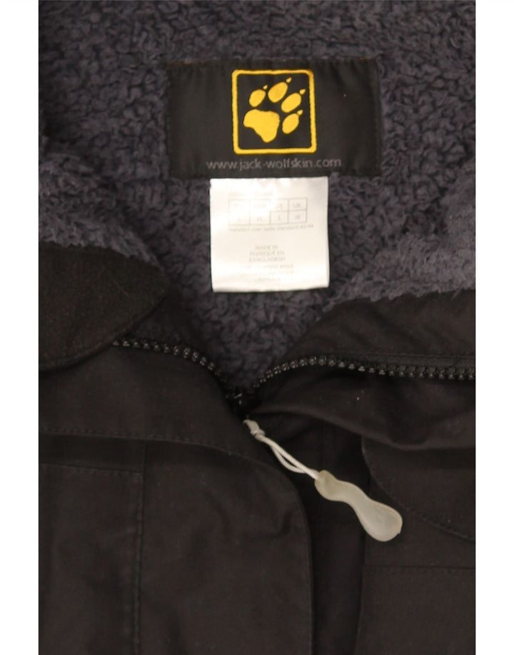 Jack Wolfskin Dame Hooded Windbreaker Coat UK 16 Large Black Polyester