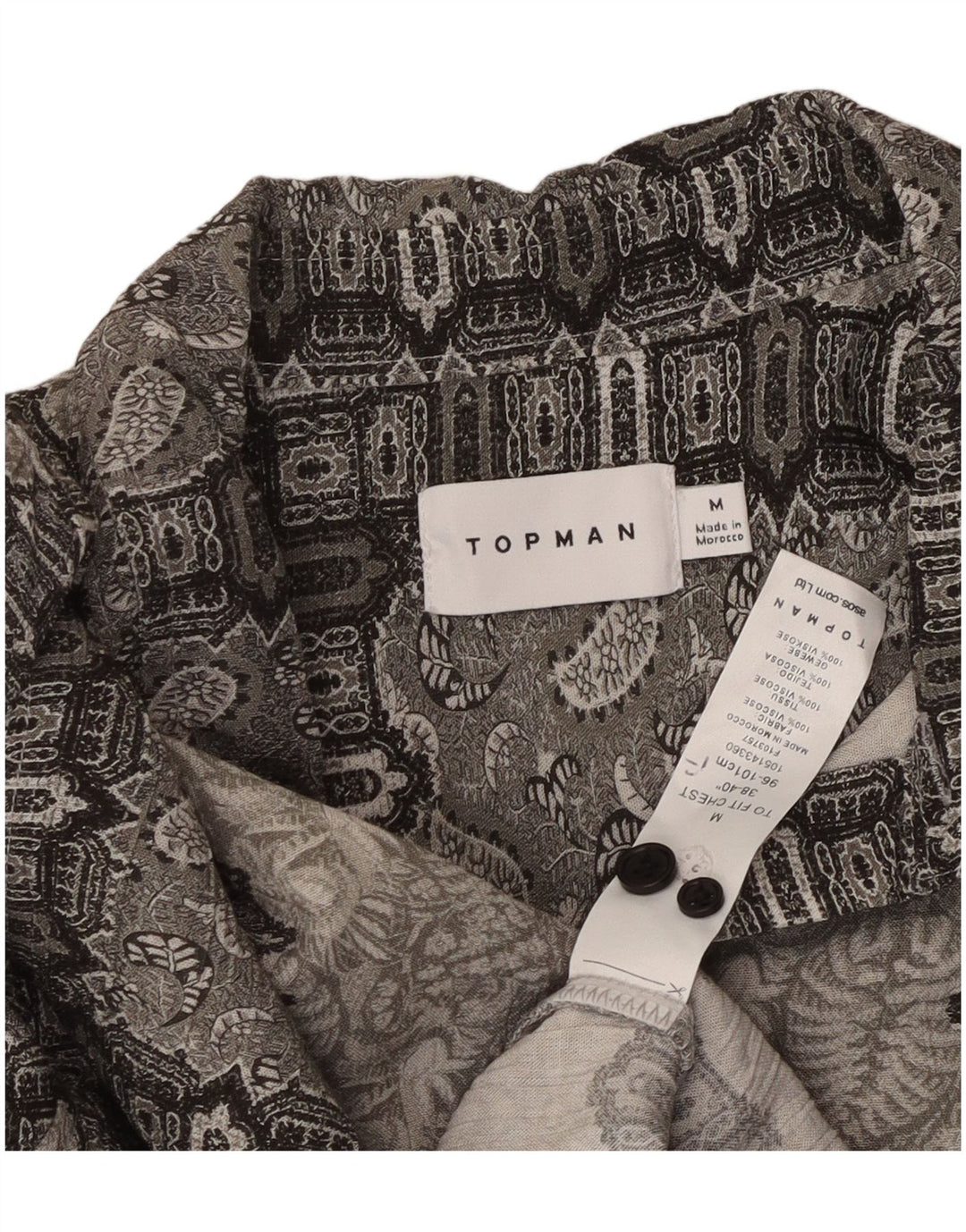 TOPMAN Herreskjorte Medium Grå Paisley Viscose