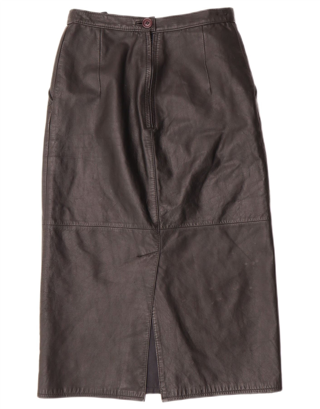 CHALICE Højtaljet lædernederdel til kvinder UK 8 Lille W24 sort læder