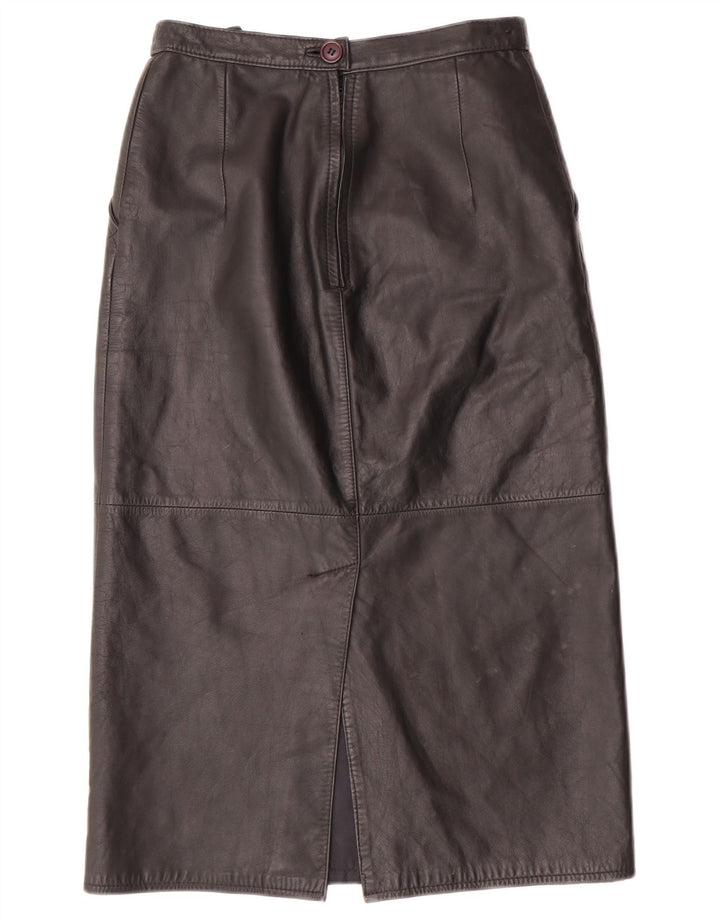 CHALICE Højtaljet lædernederdel til kvinder UK 8 Lille W24 sort læder