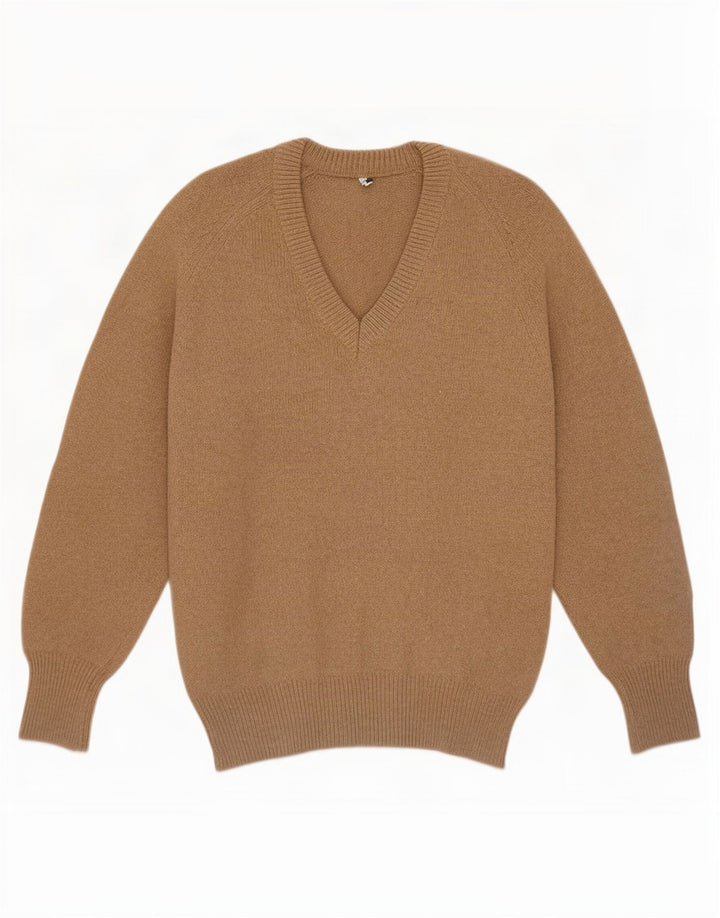 Vintage Herre V-hals sweater IT 52 Stor Brun