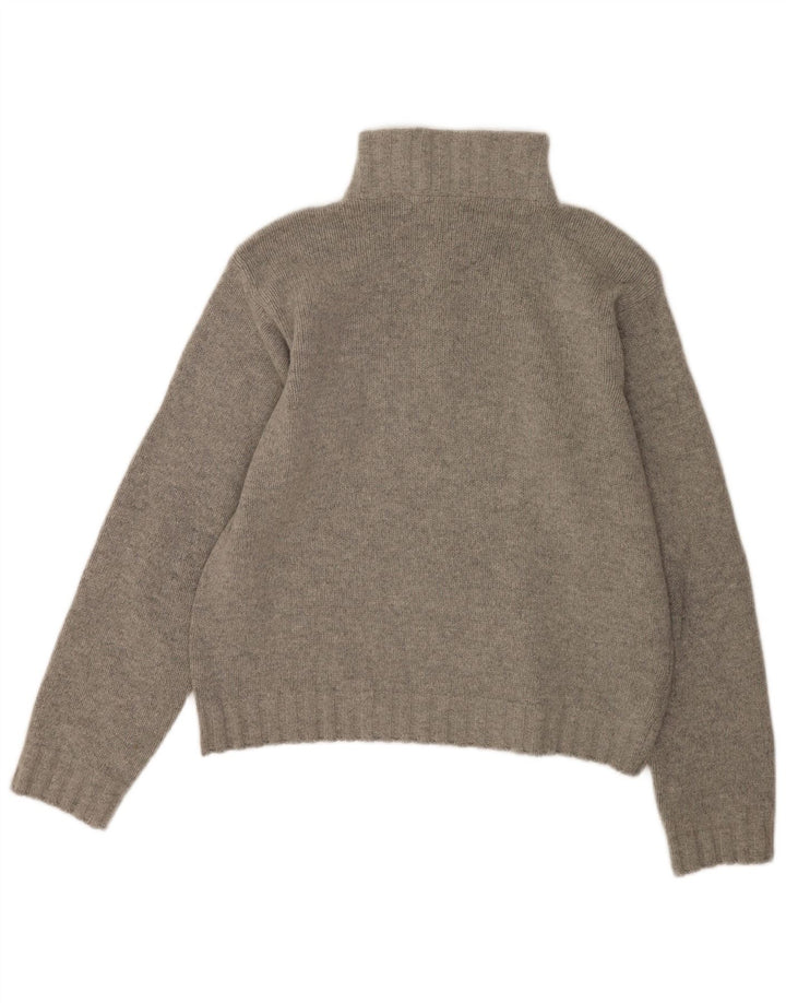 Fred Perry Dame Zip Neck Jumper Sweater UK 18 XL Grå lammeuld