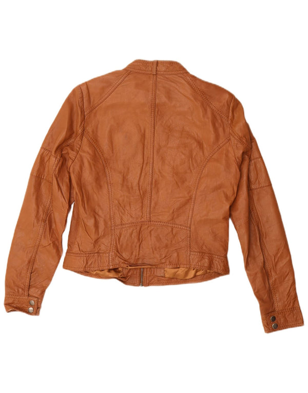 Vintage Dame Crop Læderjakke UK 14 Medium Brown