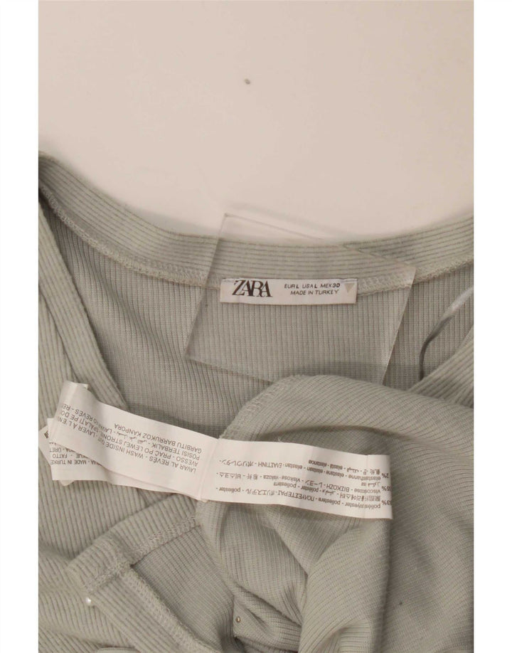 Zara Womens Crop Cardigan Top UK 14 Large Grå Polyester