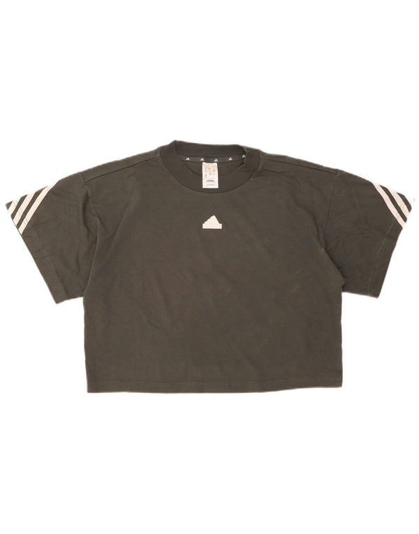 Adidas Womens Crop Oversized T-Shirt Top UK 8/10 Small Khaki