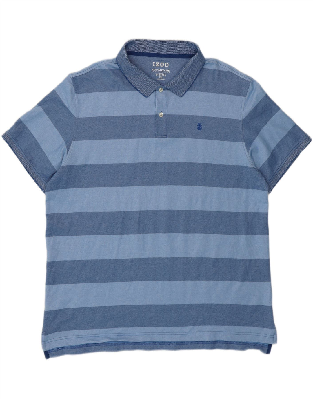 IZOD Mens Polo Shirt 2XL Blue Striped Cotton Vintage Izod and Second-Hand Izod from Messina Hembry 