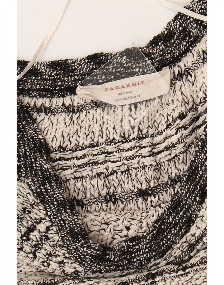 ZARA Womens Oversized Boat Neck Jumper Sweater UK 10 Small Grey Striped
