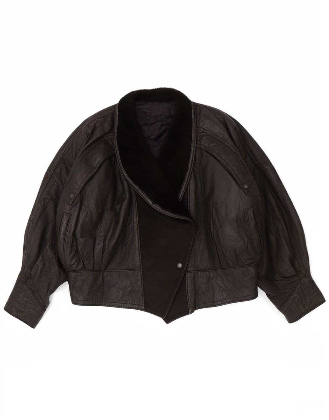 Vintage læderjakke til kvinder UK 14 Large Black
