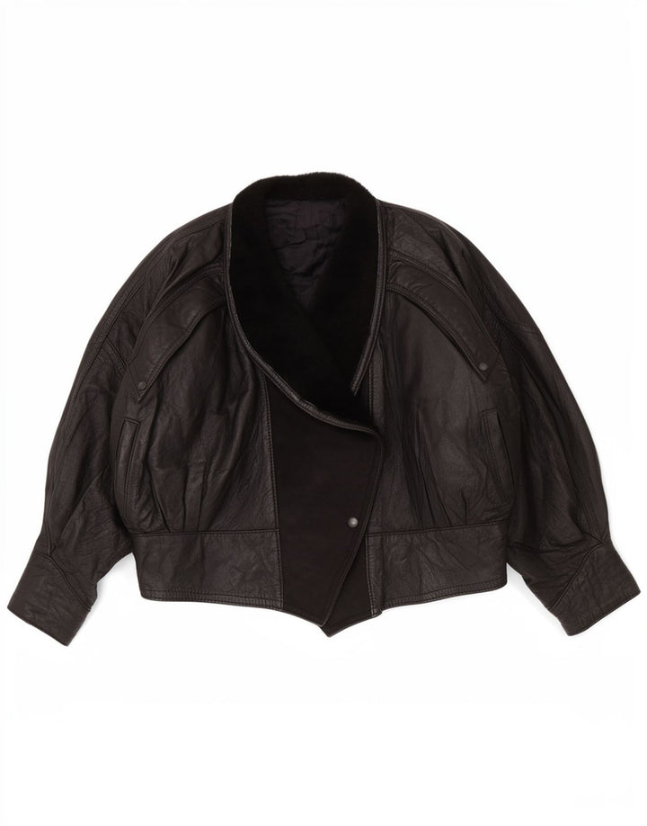 Vintage læderjakke til kvinder UK 14 Large Black