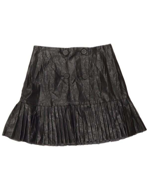 Zara Womens Faux Leather Wrap Skirt Small W26  Black
