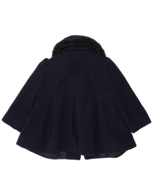 MONSOON Baby Girls Overcoat 12-18 Months Navy Blue Polyester