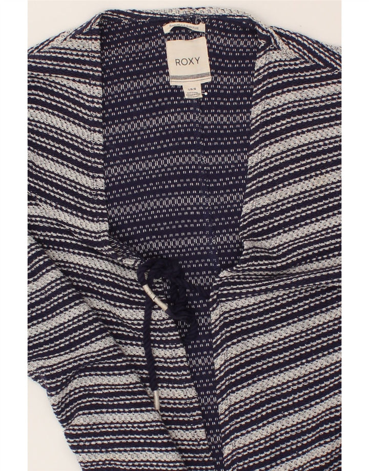 ROXY Womens Oversized Cardigan Sweater UK 16 Large Purple Striped Cotton Vintage Roxy and Second-Hand Roxy from Messina Hembry 