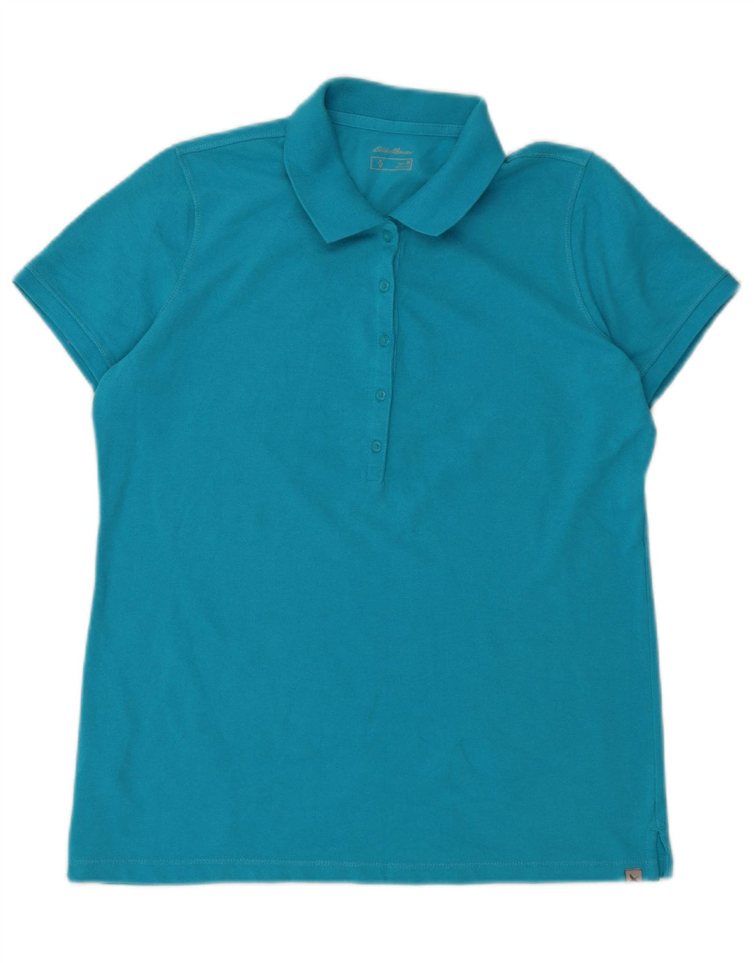 EDDIE BAUER Dame Polo Shirt UK 14 Medium Blue Bomuld