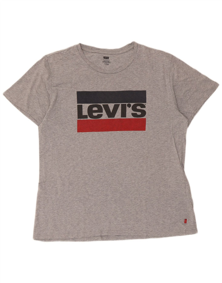 Levi's Herre grafisk T-shirt Top XL Grå Flecked Bomuld