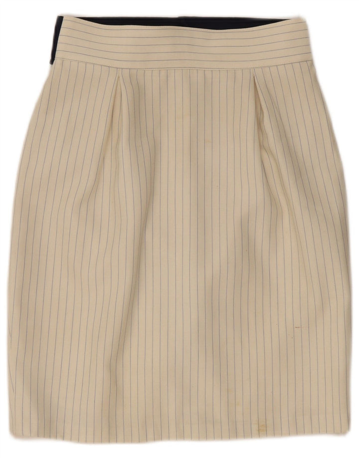Vintage kvinders blyantnederdel IT 44 Medium W30 Beige nålestribe
