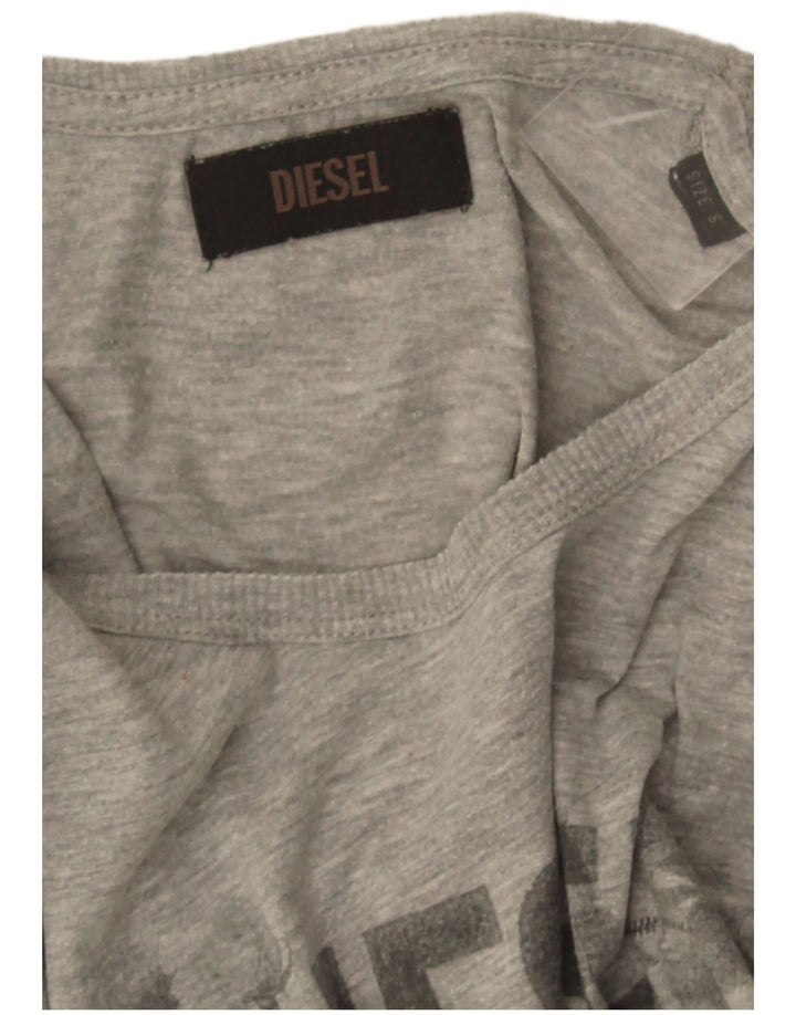 Diesel Dame Grafisk T-Shirt Top UK 8 Lille Grå