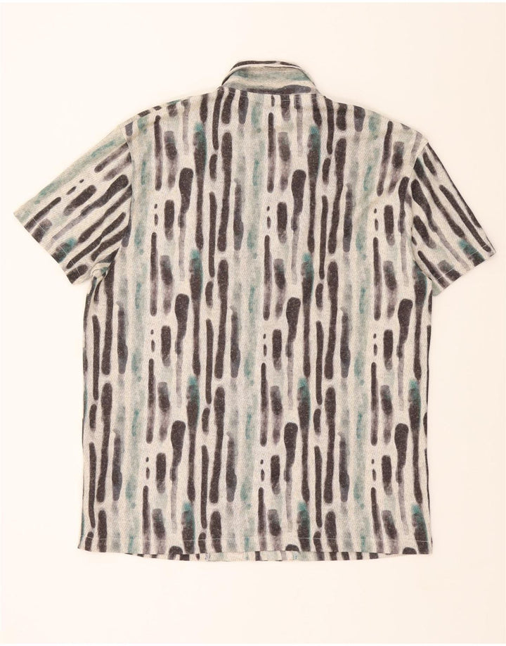 ZARA Mens Short Sleeve Shirt Large Grey Striped Polyester Vintage Zara and Second-Hand Zara from Messina Hembry 