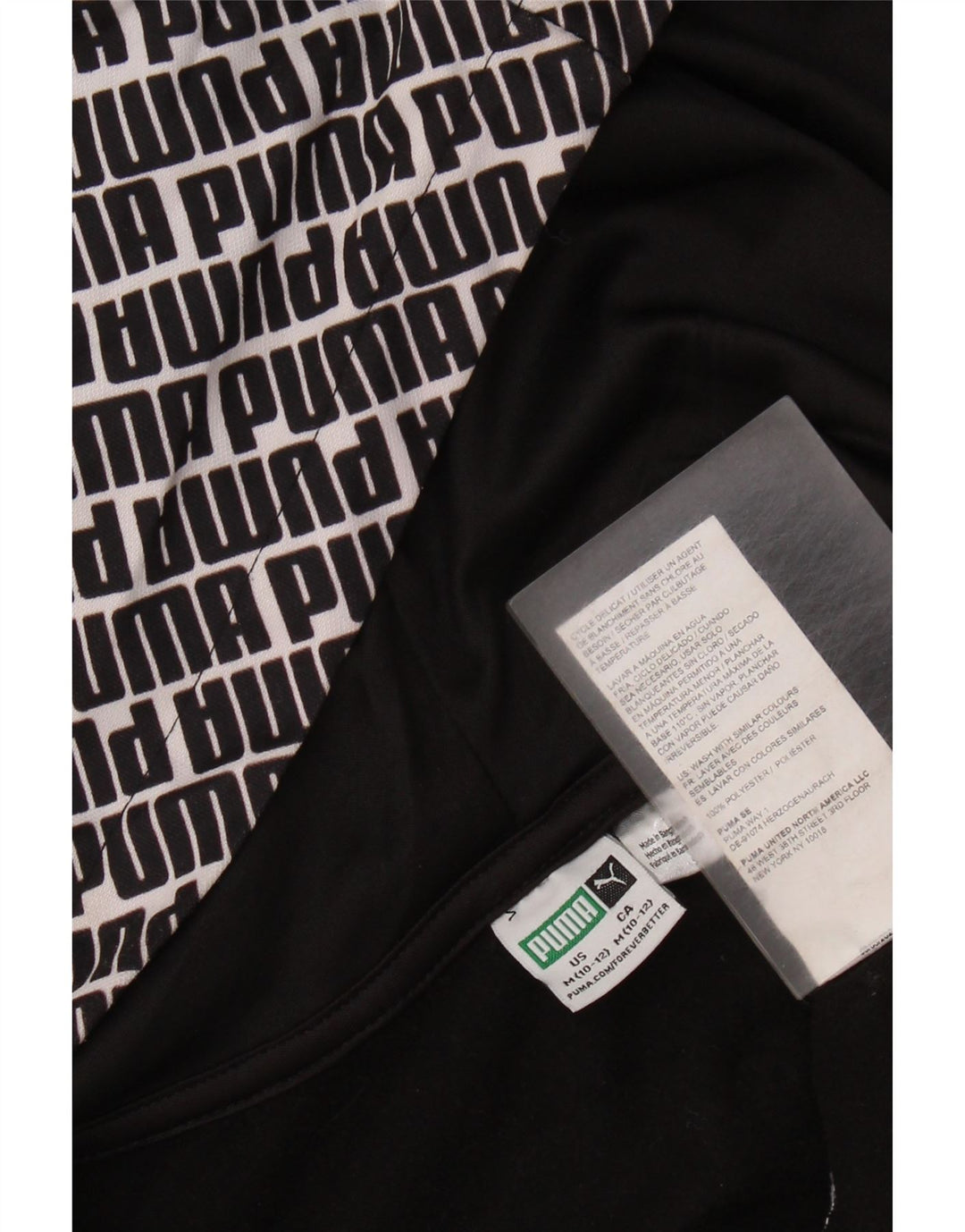 PUMA drenge grafisk hættetrøje med lynlås 10-11 år medium sort polyester