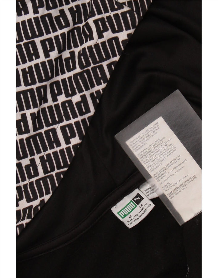 PUMA drenge grafisk hættetrøje med lynlås 10-11 år medium sort polyester